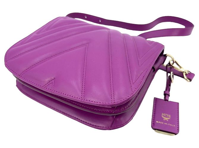 MCM Patricia Bolsa de Ombro em Couro Violeta Roxa Bolsa de Ombro Acolchoada Roxo Roxo escuro - vista 5