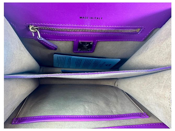 MCM Patricia Bolsa de Ombro em Couro Violeta Roxa Bolsa de Ombro Acolchoada Roxo Roxo escuro - vista 8