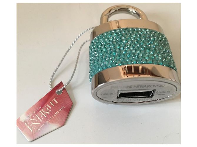 Swarovski Lock Out USB Keyring Turquoise Crystals Light blue - view 3