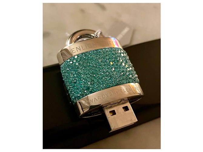 Swarovski Lock Out USB Keyring Turquoise Crystals Light blue - view 4