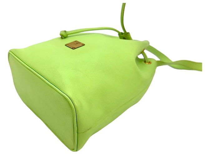 MCM Vintage Leder Bucket Hellgrün Beuteltasche Tasche Schultertasche Bag - Ansicht 4