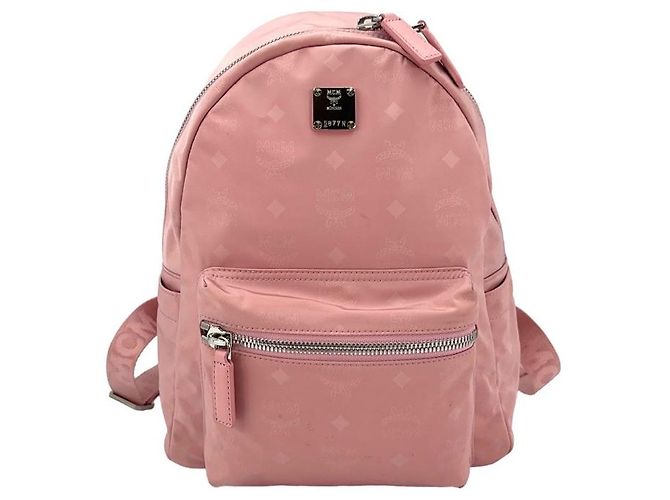 MCM Nylon Rucksack Small Backpack Rosa Silber LogoPrint Altrosa - Ansicht 2