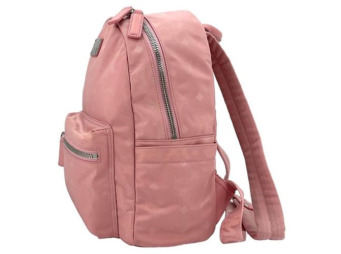 MCM Nylon Rucksack Small Backpack Rosa Silber LogoPrint Altrosa - Ansicht 3