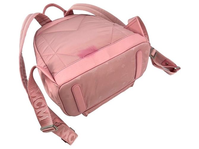MCM Nylon Rucksack Small Backpack Rosa Silber LogoPrint Altrosa - Ansicht 4