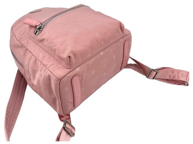 MCM Nylon Rucksack Small Backpack Rosa Silber LogoPrint Altrosa - Ansicht 6