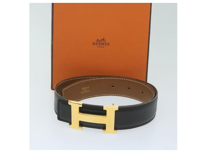 Hermès Cintura in pelle HERMES Constance 22.8""""""""-24.8"""""""" Nero Marrone Auth 61470 - vista 10