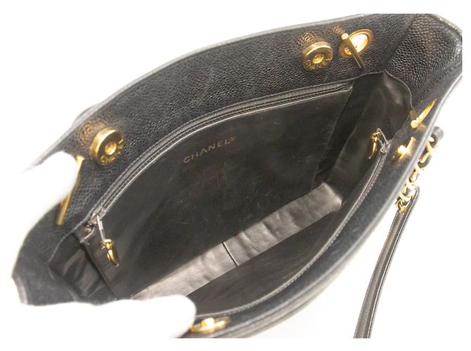 Borsa a tracolla CHANEL Caviar Triple Coco Chain in pelle nera oro Nero - vista 11