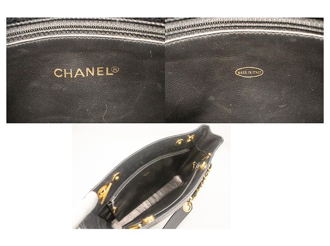 Borsa a tracolla CHANEL Caviar Triple Coco Chain in pelle nera oro Nero - vista 8