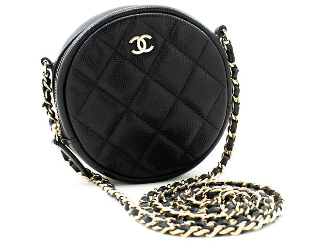 Borsa a tracolla CHANEL con cerniera rotonda Caviar piccola catena nera trapuntata Nero - vista 2