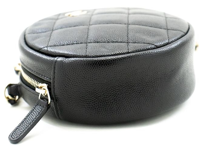 Borsa a tracolla CHANEL con cerniera rotonda Caviar piccola catena nera trapuntata Nero - vista 4