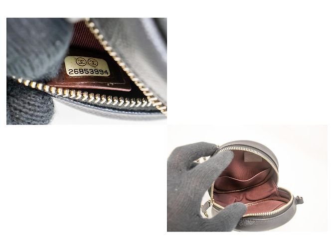 Borsa a tracolla CHANEL con cerniera rotonda Caviar piccola catena nera trapuntata Nero - vista 9