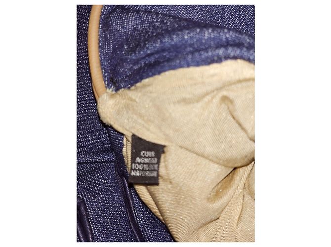 Guanti Christian Dior Blu Navy Seta e Pelle d'Agnello - vista 2