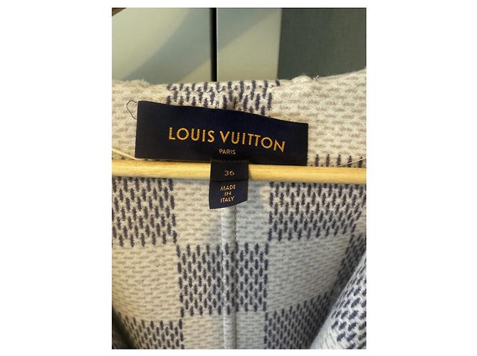 Louis Vuitton Caban Damier Azur en laine beige Blanc cassé - vue 2