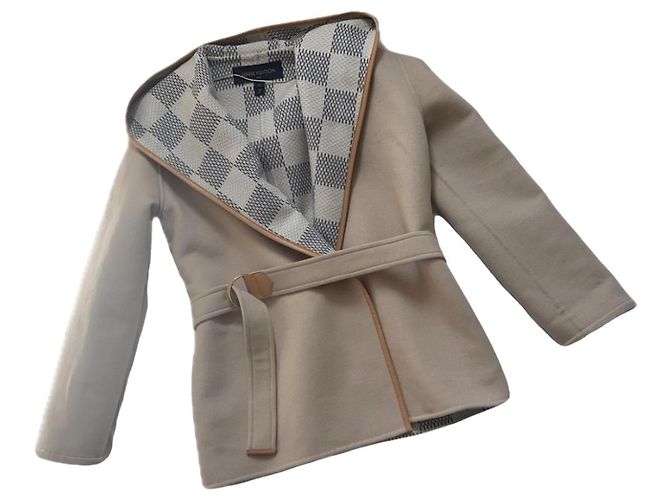 Louis Vuitton Caban Damier Azur en laine beige Blanc cassé - vue 4