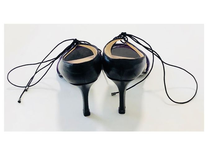 Chanel Tacchi con cinturino Mary Jane Nero Porpora - vista 10
