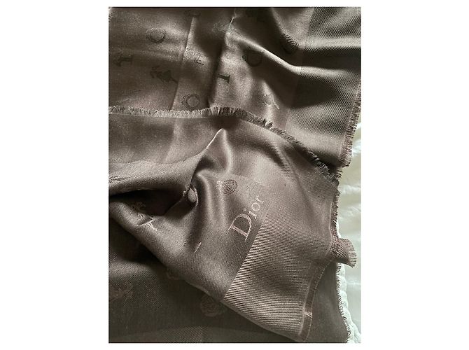 Sciarpa Dior in seta e lana marrone 140x140 cm - vista 10