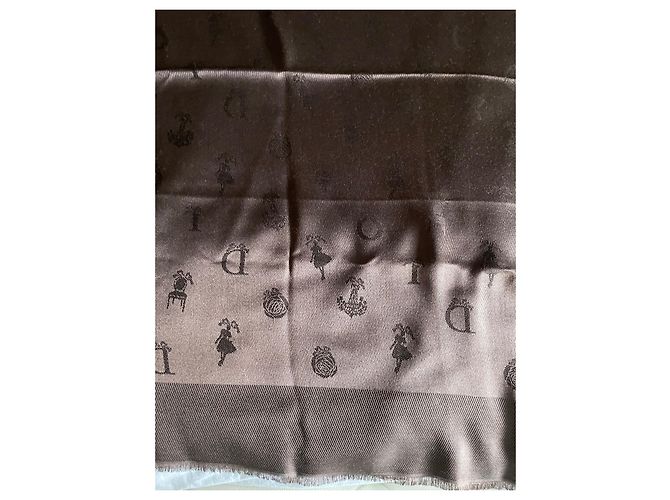 Sciarpa Dior in seta e lana marrone 140x140 cm - vista 3