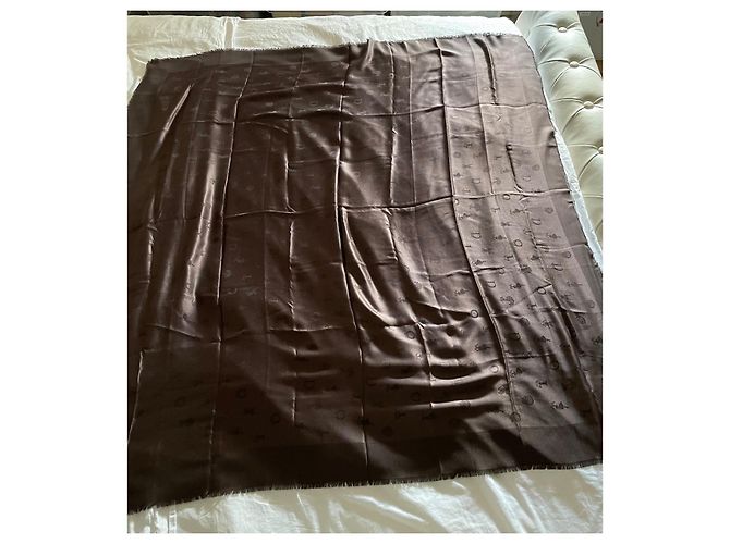 Sciarpa Dior in seta e lana marrone 140x140 cm - vista 6