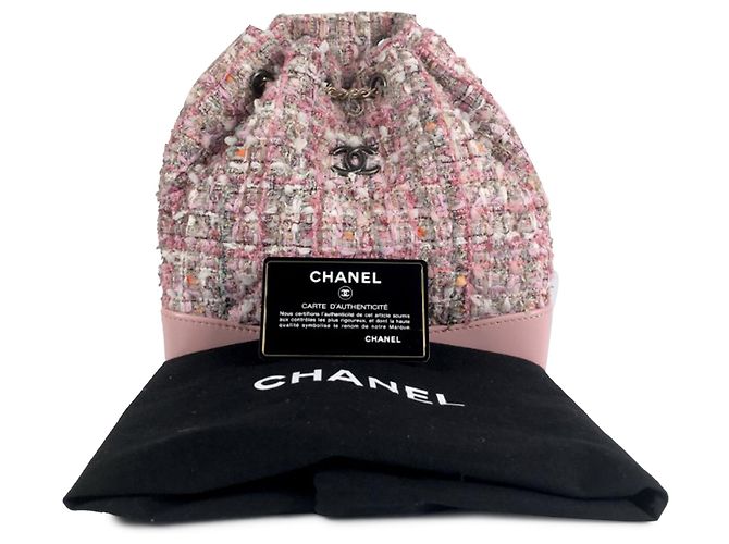 Chanel Pink Tweed Gabrielle Drawstring Backpack - view 11