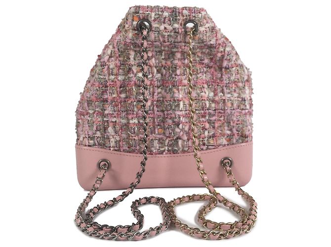 Chanel Pink Tweed Gabrielle Drawstring Backpack - view 4