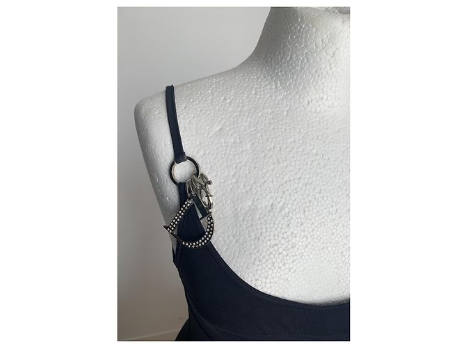 Costume da bagno intero nero Christian Dior con ciondolo D argento - vista 2