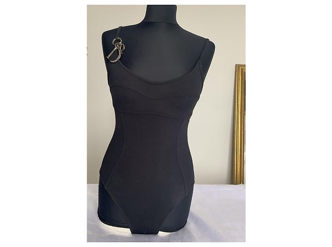 Costume da bagno intero nero Christian Dior con ciondolo D argento - vista 8