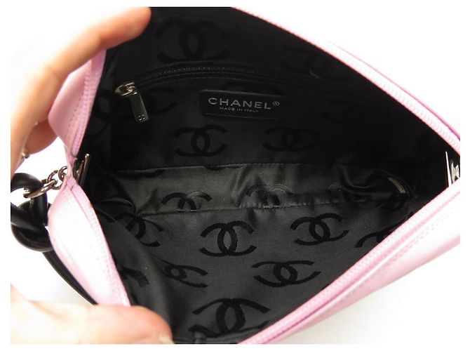 BOLSA CHANEL CAMBON LINE POUCH EM BOLSA DE COURO ACOLCHOADO ROSA - vista 8