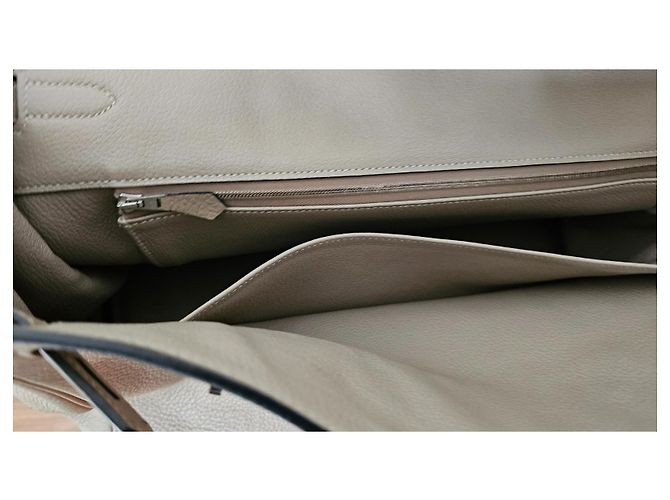 Hermès Birkin 40 in pelle Taurillon Clemence Beige - vista 14