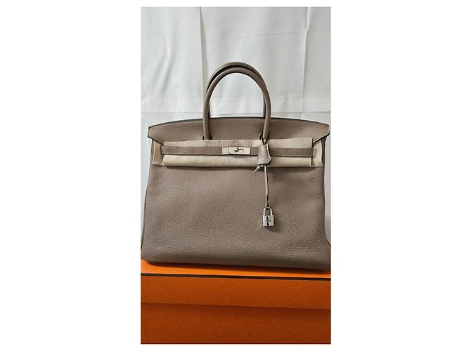 Hermès Birkin 40 in pelle Taurillon Clemence Beige - vista 3