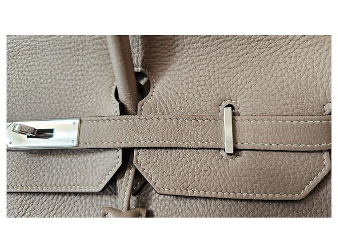 Hermès Birkin 40 in pelle Taurillon Clemence Beige - vista 6