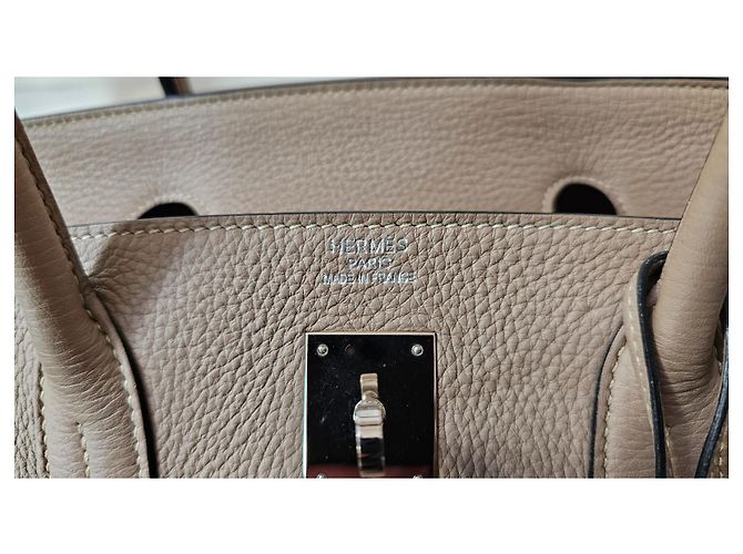 Hermès Birkin 40 in pelle Taurillon Clemence Beige - vista 8