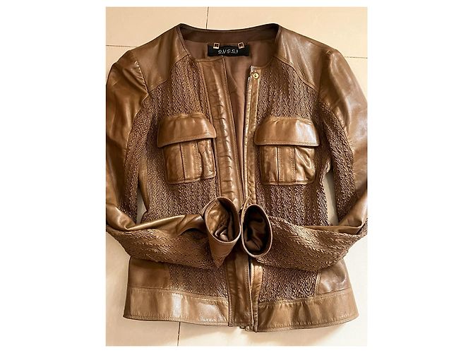Gucci Lederjacke Braun - Ansicht 10