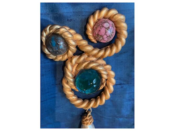 Autre Marque Broche tortora con cabochon e perle Bianco Gold hardware - vista 5
