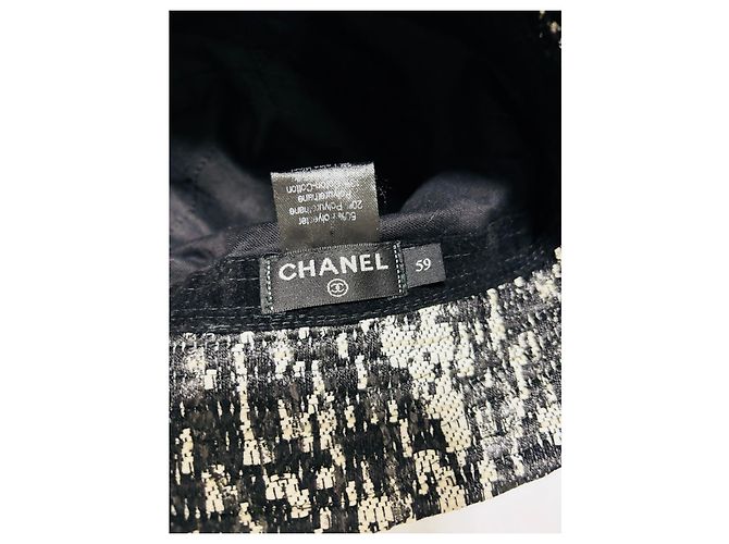 Chanel Anglerhut Schwarz Weiß aus Seide und Baumwolle - Ansicht 8