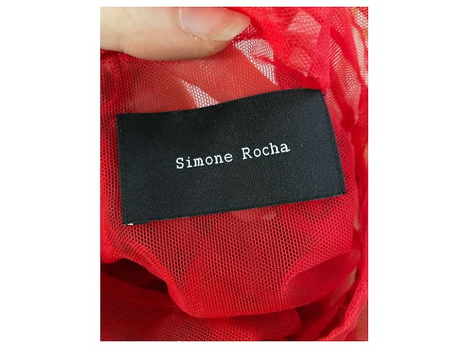 Simone Rocha bestickte Tüllbluse aus rotem Polyamid - Ansicht 2