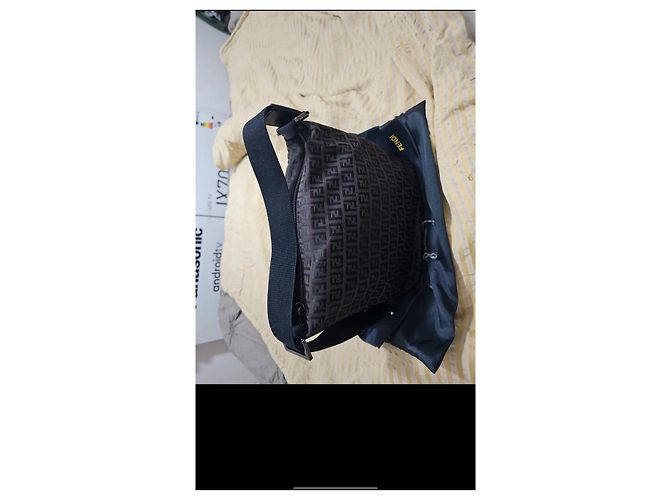 Borsa a mano Fendi Zucchini in cotone marrone nero - vista 5