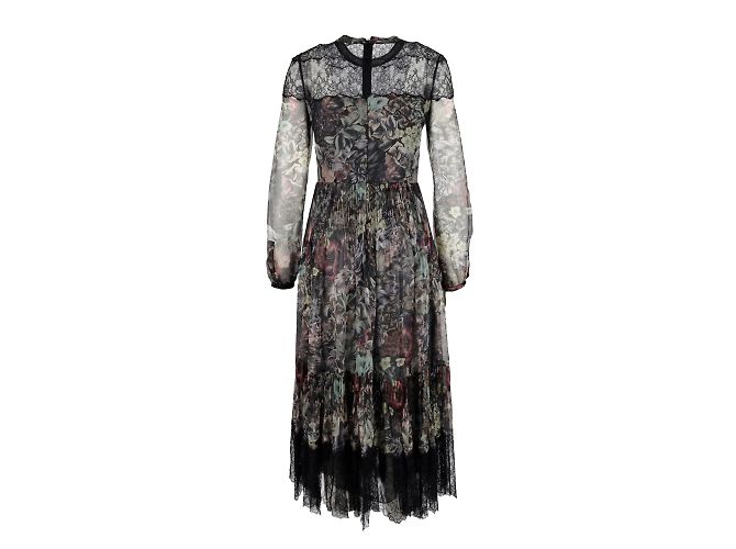 Rotes Valentino-Kleid mit Spitzenbesatz und Blumendruck - Ansicht 2