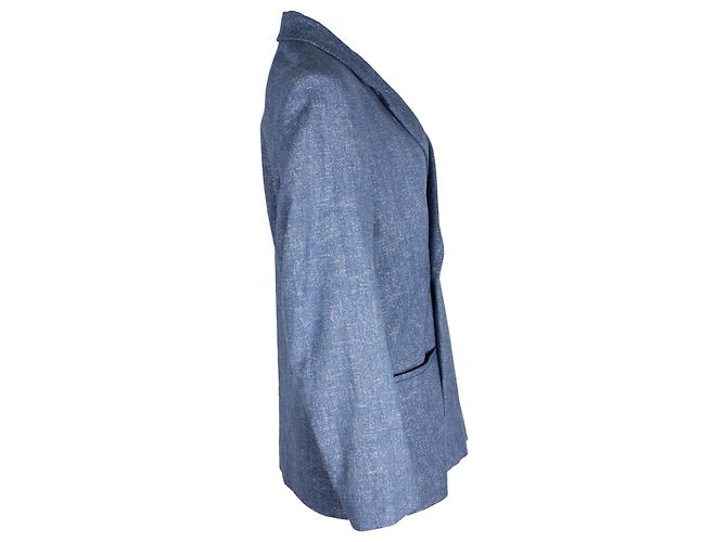Totême Loreo Übergroßer, gefütterter Melange-Blazer aus blauer Baumwolle - vista 3