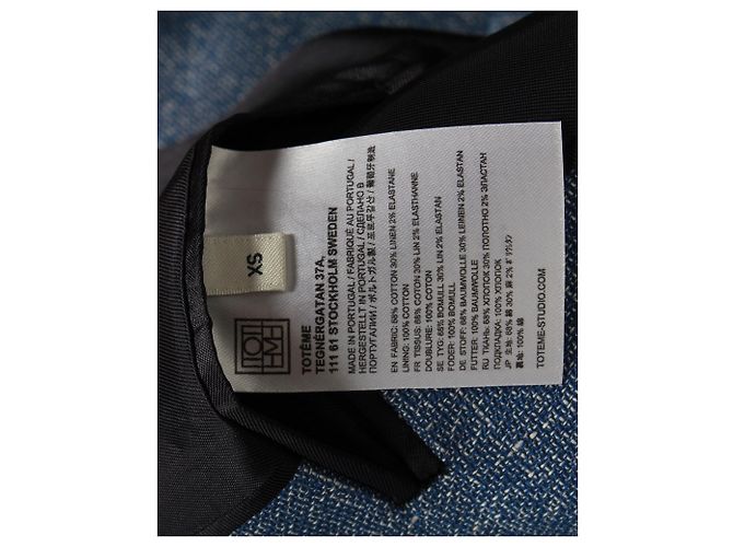 Totême Loreo Übergroßer, gefütterter Melange-Blazer aus blauer Baumwolle - vista 5