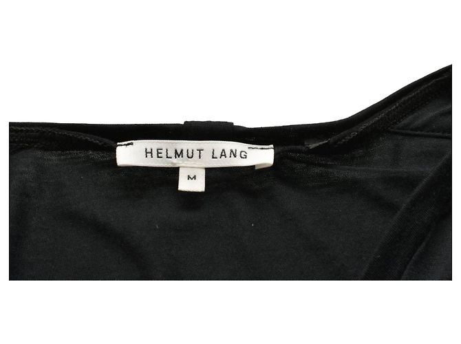 Helmut Lang Black Lace Trim V Neck T-Shirt Top M - view 3