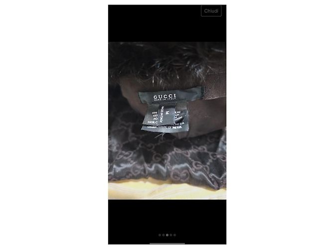 Cappello Gucci Marrone Chiaro in Cotone e Pelliccia - vista 3