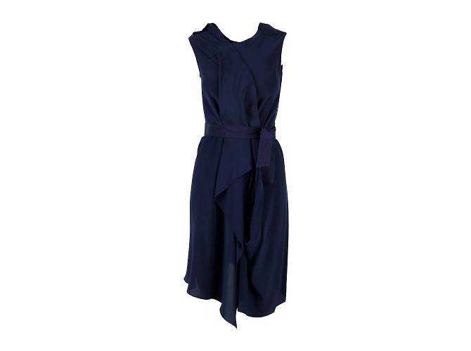 Abito Moschino in seta con nodo Blu Blu navy - vista 2