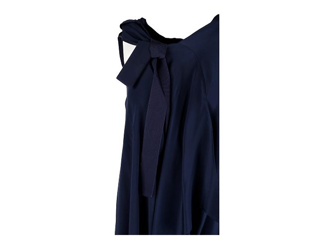 Abito Moschino in seta con nodo Blu Blu navy - vista 4