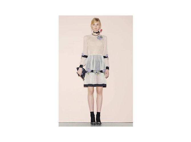 Rotes, transparentes, besticktes Midikleid von Valentino Beige - Ansicht 3