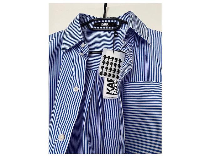 Camicia Karl Lagerfeld in cotone a righe blu e bianca Bianco - vista 10