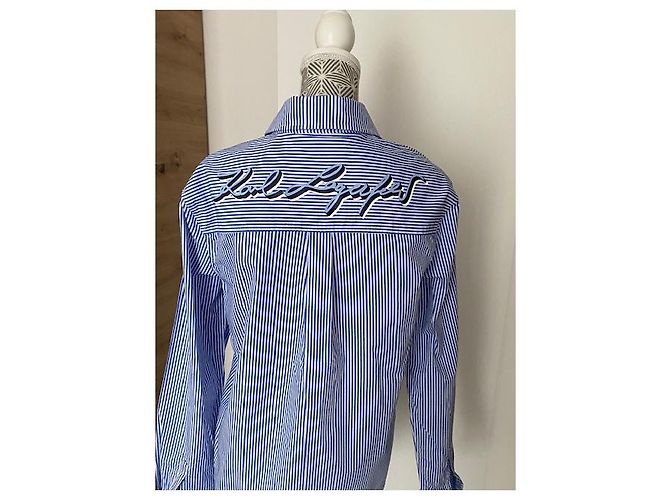 Camicia Karl Lagerfeld in cotone a righe blu e bianca Bianco - vista 11