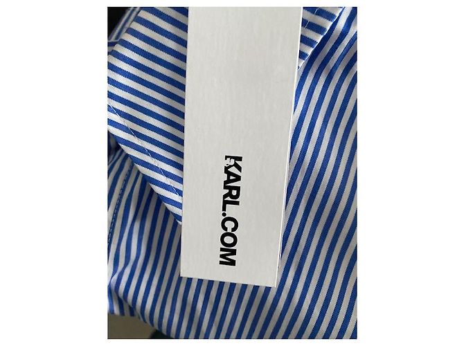 Camicia Karl Lagerfeld in cotone a righe blu e bianca Bianco - vista 15