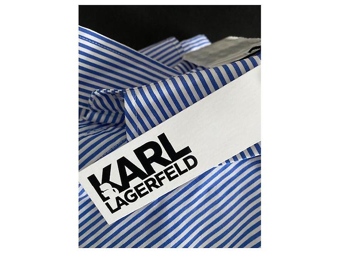 Camicia Karl Lagerfeld in cotone a righe blu e bianca Bianco - vista 16
