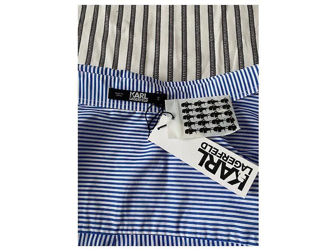 Camicia Karl Lagerfeld in cotone a righe blu e bianca Bianco - vista 4