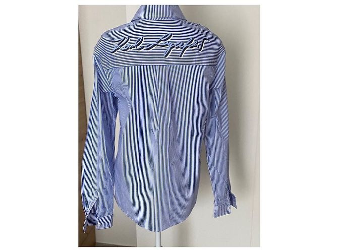 Camicia Karl Lagerfeld in cotone a righe blu e bianca Bianco - vista 6